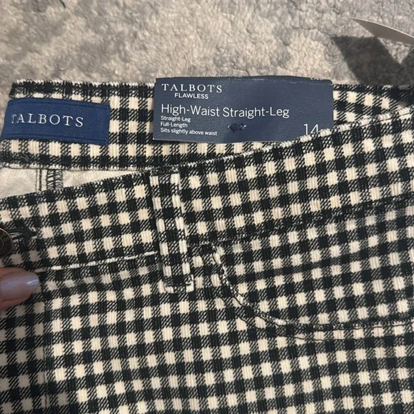Talbots Black and White Checkered straight Leg Pants 14P - Picture 2 of 3